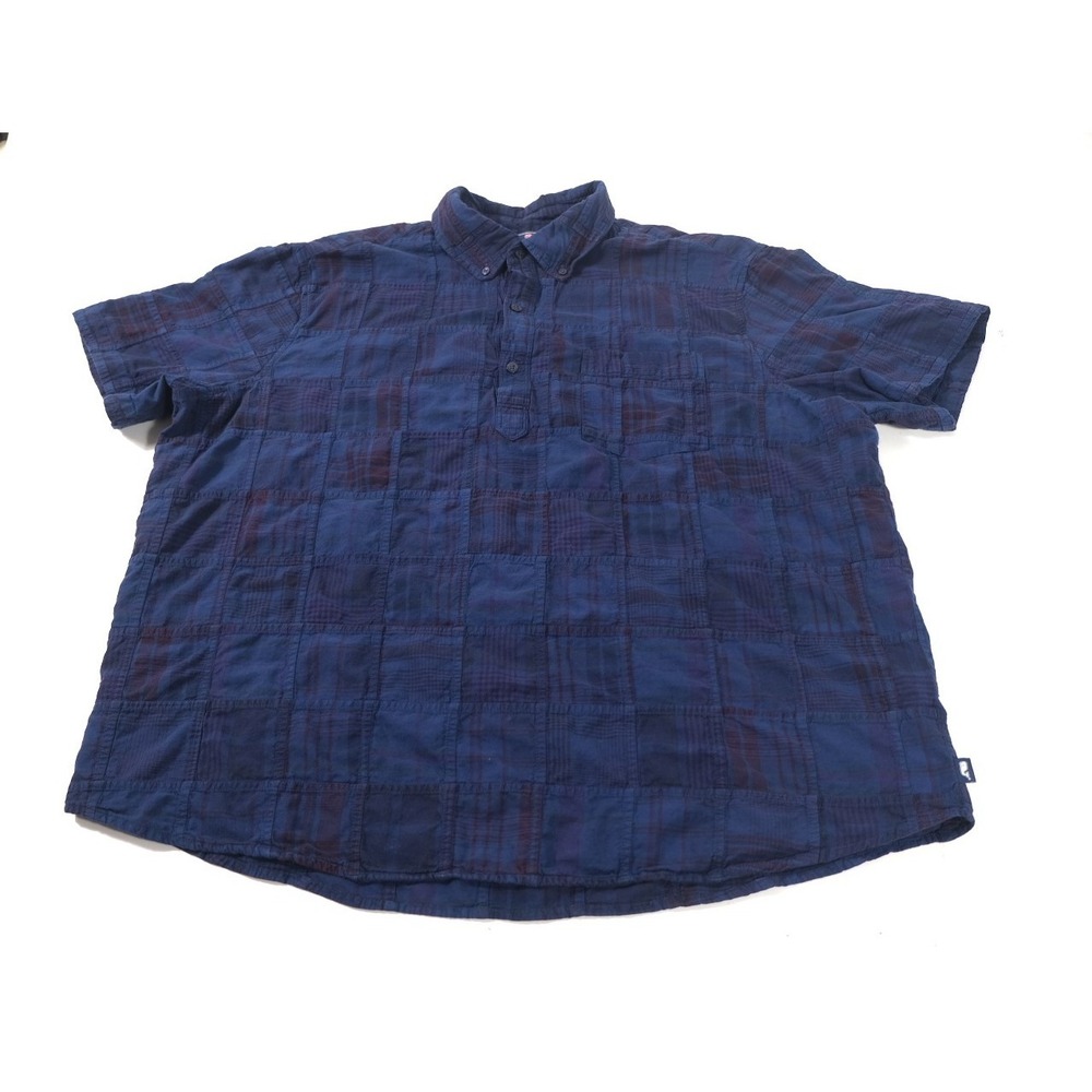Vineyard Vines Shirt Men 3XL Blue Patchwork Plaid Short Sleeve Pullover Preppy